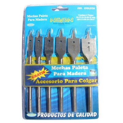 Mechas Paleta Madera x6Pz 1/4"-1" [xUnidad]